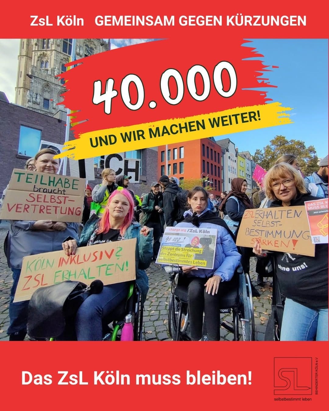 Bild zur Petition des ZsL Köln mit der Zahl 40.000