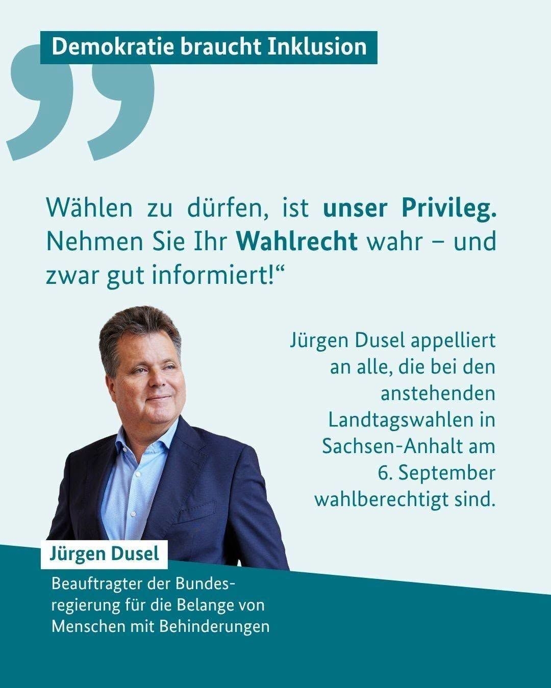 Sharepic zur gut informierten Wahl in Sachsen-Anhalt von Jürgen Dusel