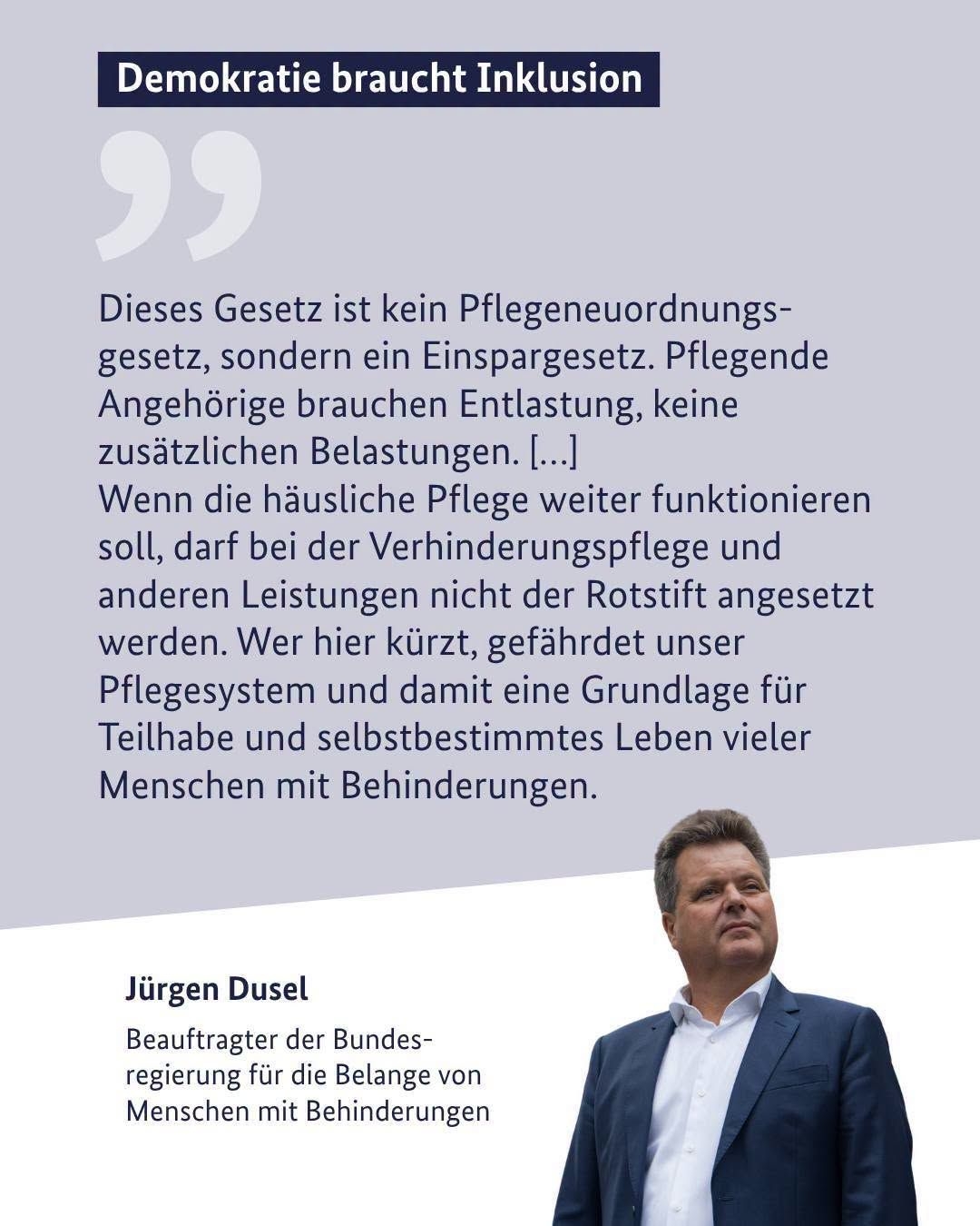 Sharepic von Jürgen Dusel zum Pflegeneuordnungsgesetz