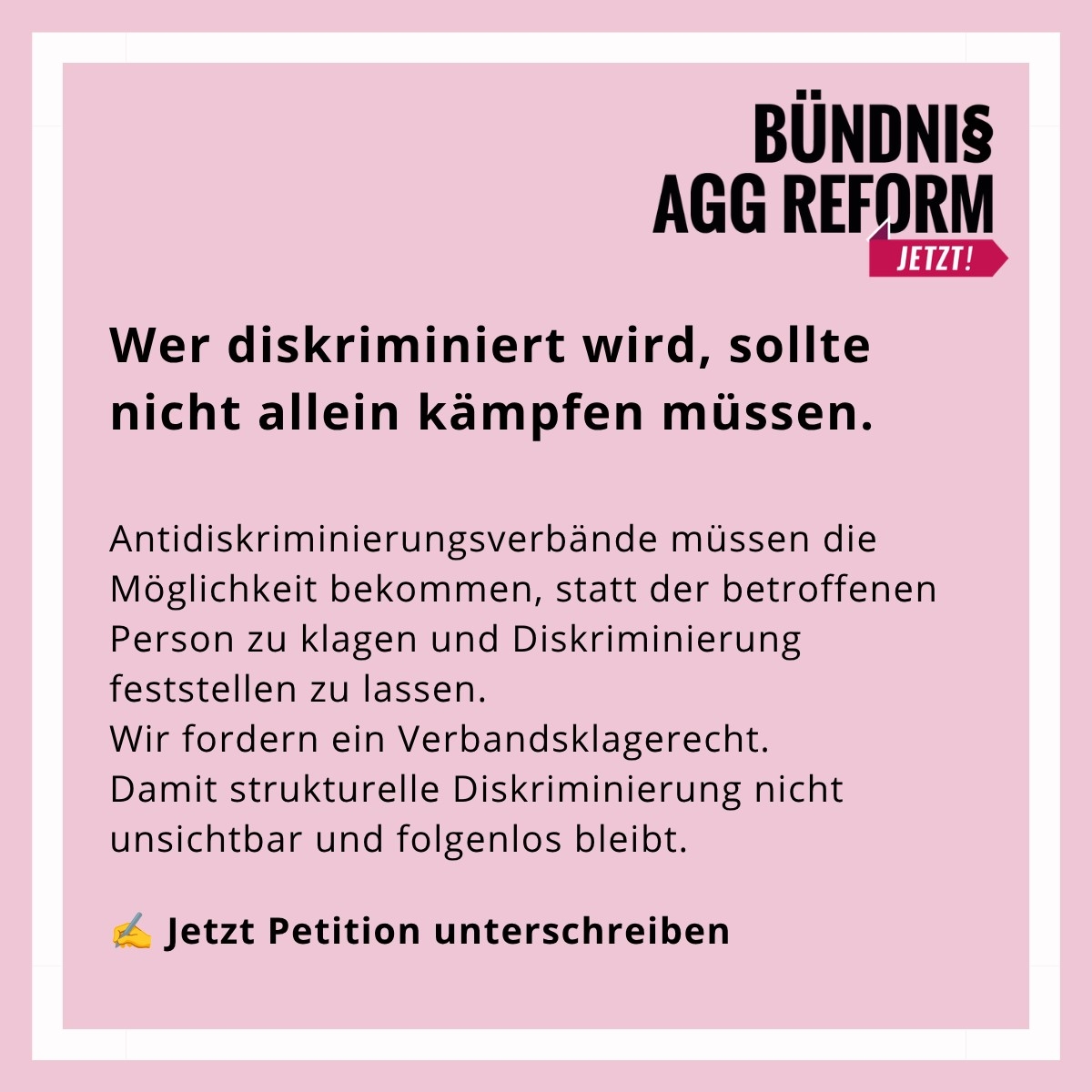 Sharepic zum Verbandsklagerecht im AGG