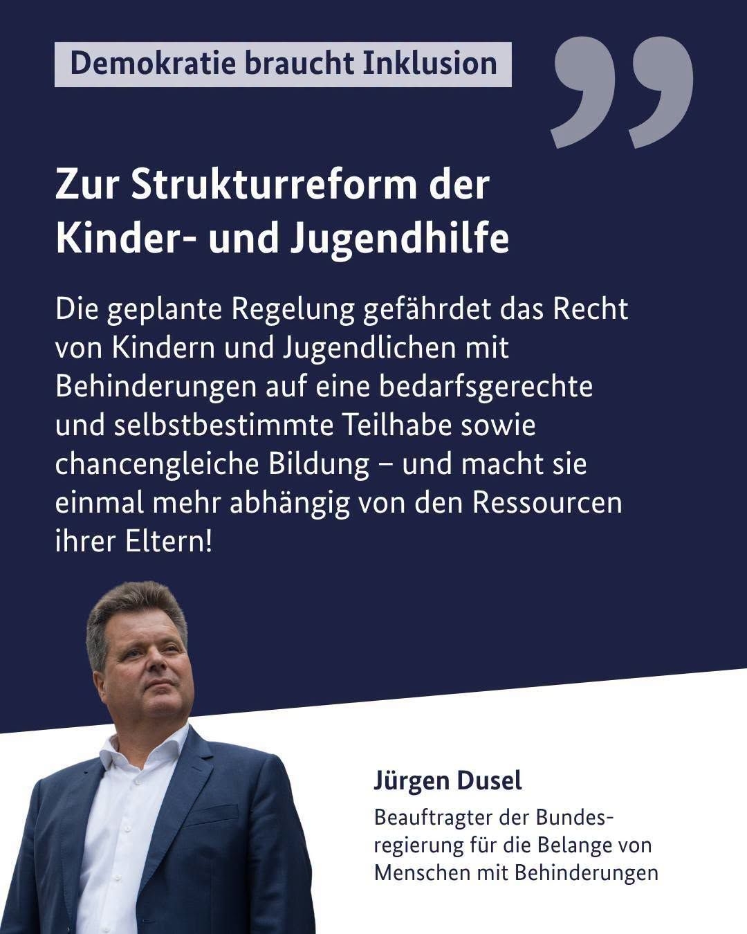 Sharepic von Jürgen Dusel zur Strukturreform in der Kinder- und Jugendhilfe